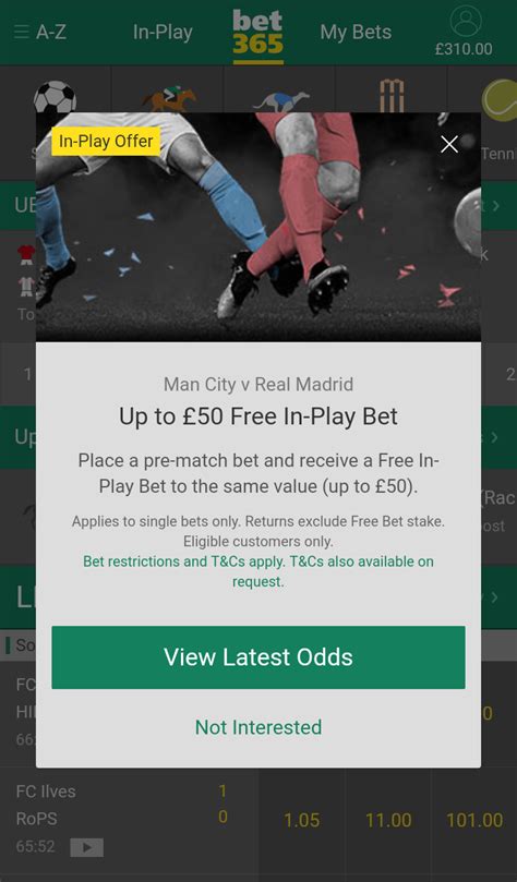 bet365 50 inplay offer